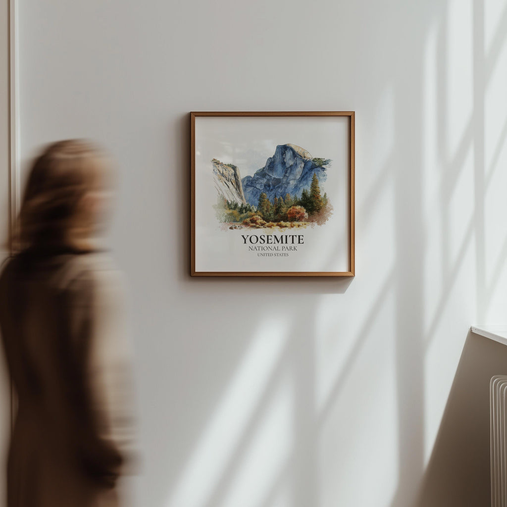 Yosemite National Park United States Watercolor Wall Art Print, Custom Travel Poster, World Locations Keepsake Gift