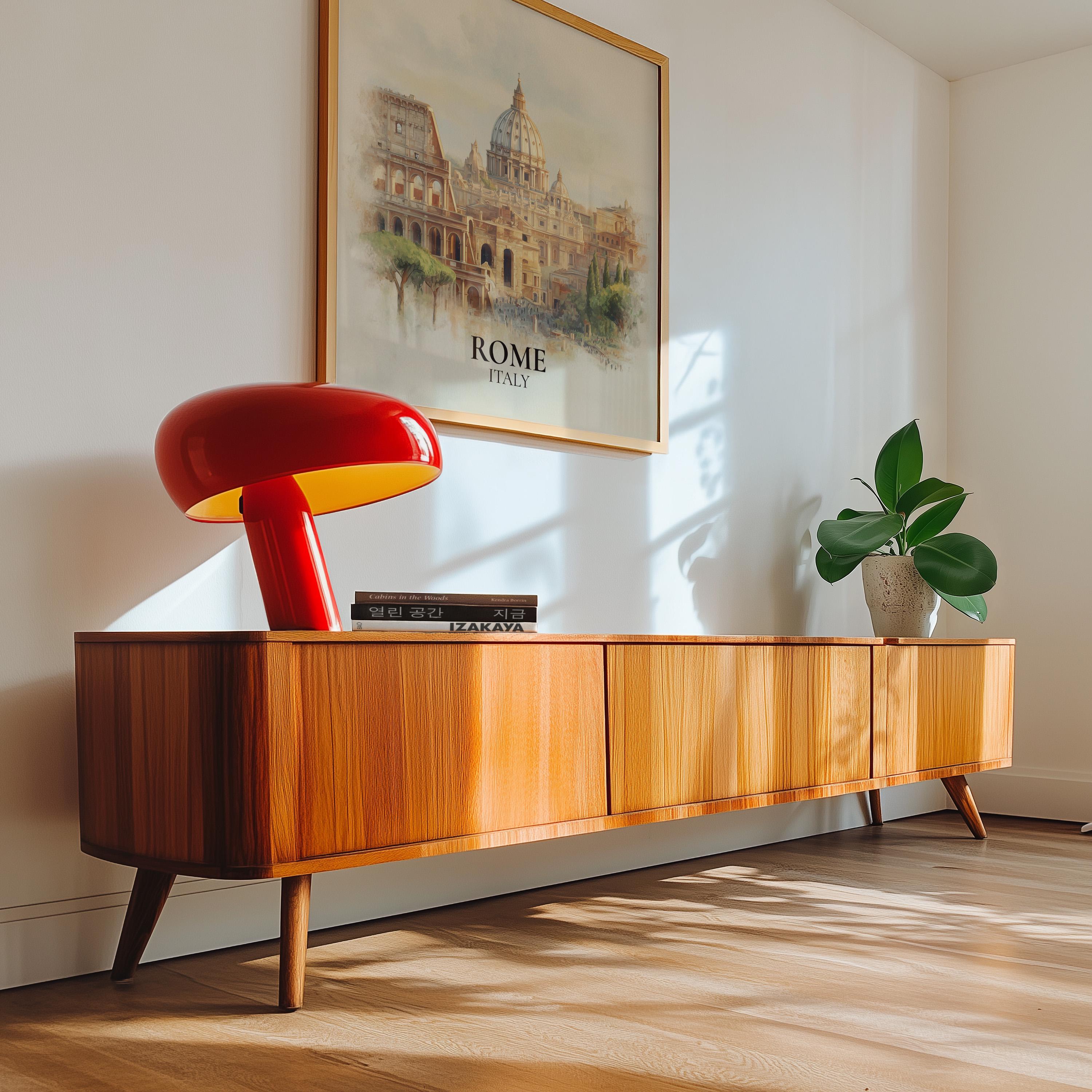 Rome Italy Watercolor Wall Art Print, Custom Travel Poster, World Locations Keepsake Gift