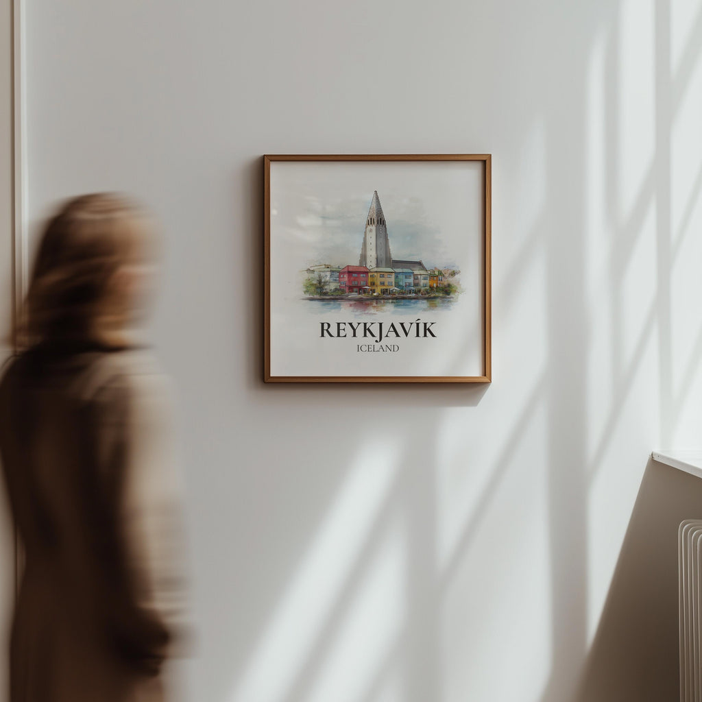 Reykjavik Iceland Watercolor Wall Art Print, Custom Travel Poster, World Locations Keepsake Gift