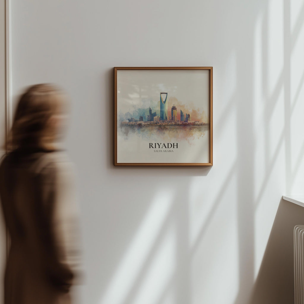 Riyadh Saudi Arabia Watercolor Wall Art Print, Custom Travel Poster, World Locations Keepsake Gift