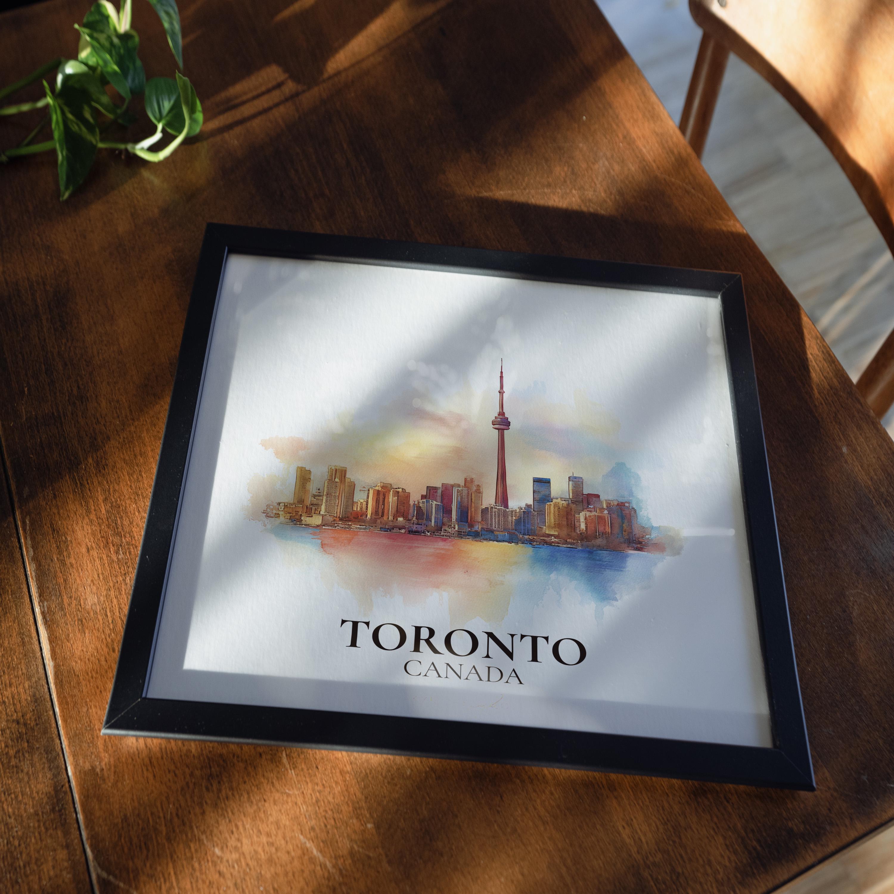 Toronto Ontario Watercolor Wall Art Print, Custom Travel Poster, World Locations Keepsake Gift