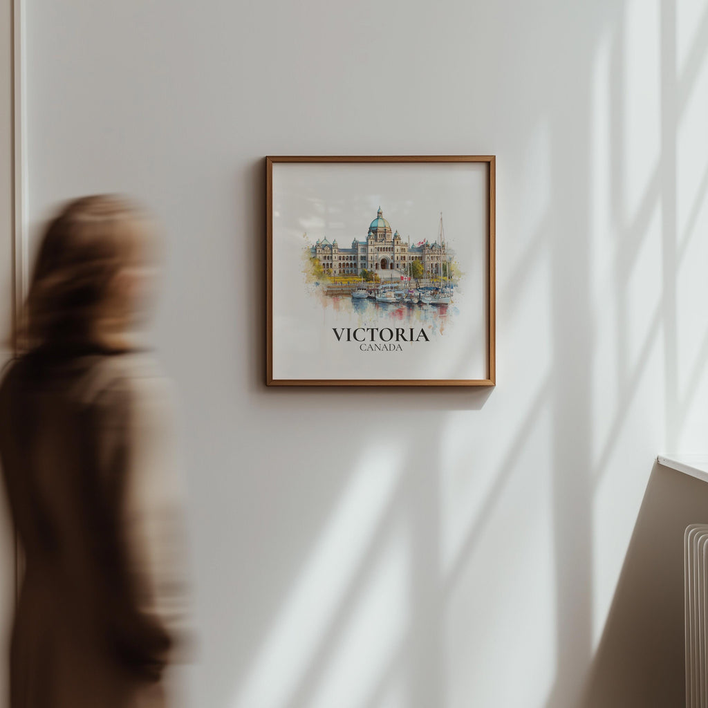 Victoria Canada Watercolor Wall Art Print, Custom Travel Poster, World Locations Keepsake Gift