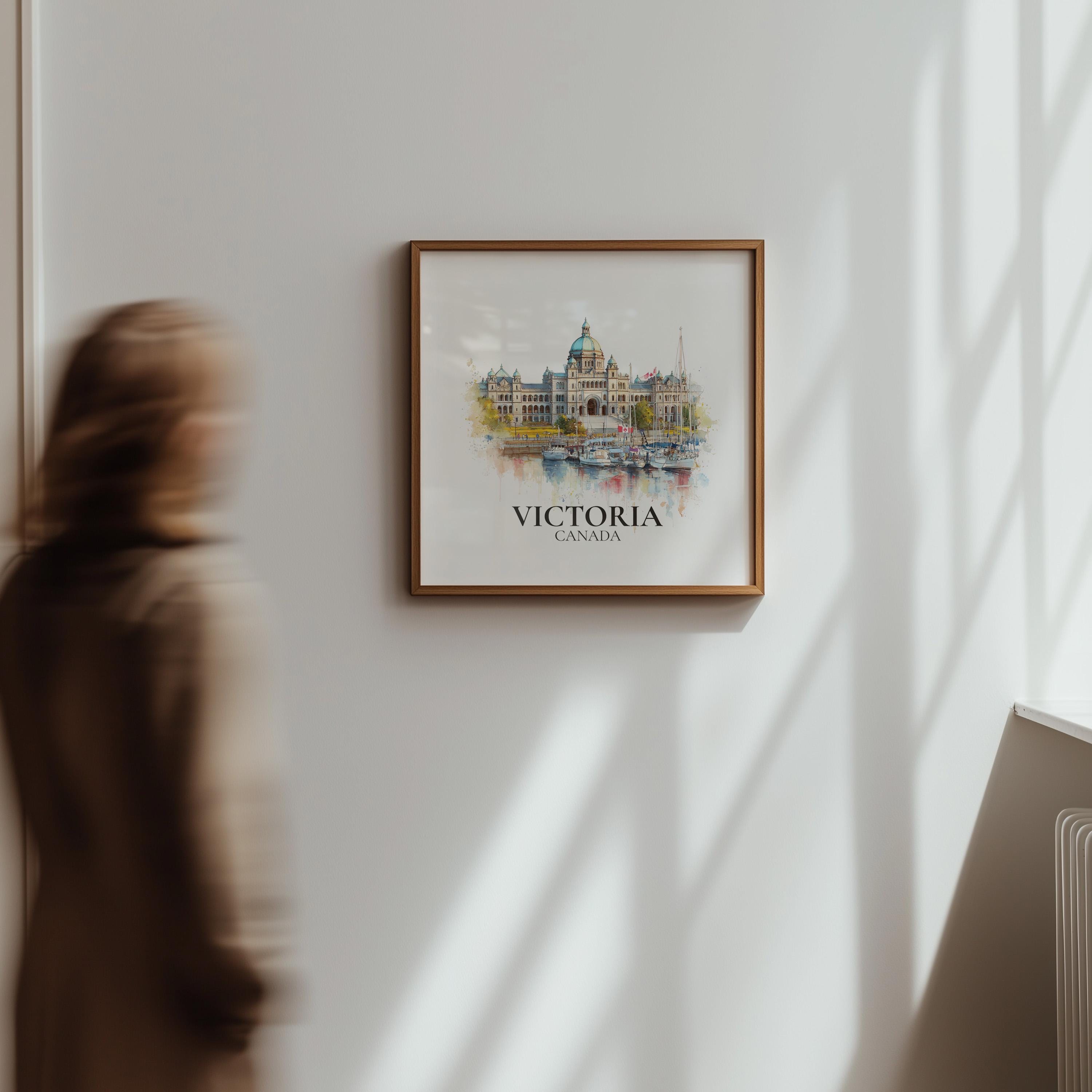 Victoria Canada Watercolor Wall Art Print, Custom Travel Poster, World Locations Keepsake Gift