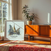Yangon Myanmar Watercolor Wall Art Print, Custom Travel Poster, World Locations Keepsake Gift