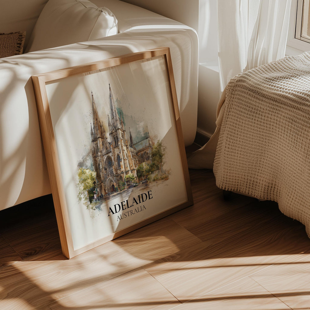 Adelaide Australia Watercolor Wall Art Print, Custom Travel Poster, World Locations Keepsake Gift