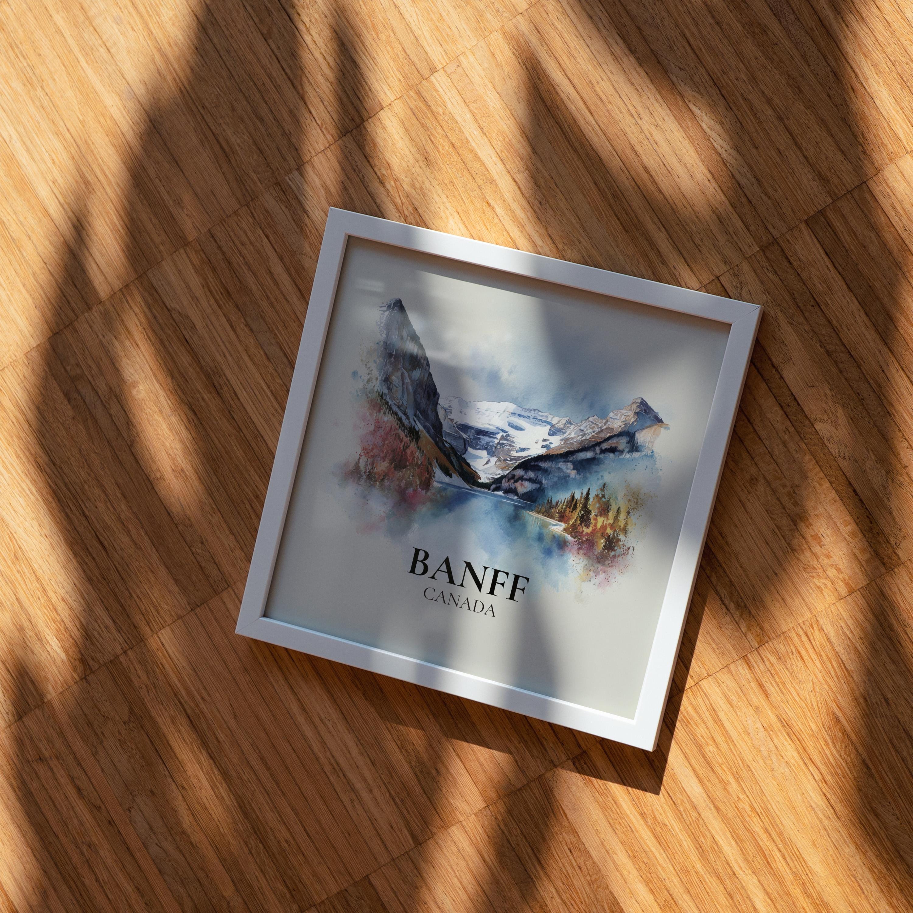 Banff National Park Canada Watercolor Wall Art Print, Custom Travel Poster, World Locations Keepsake Gift