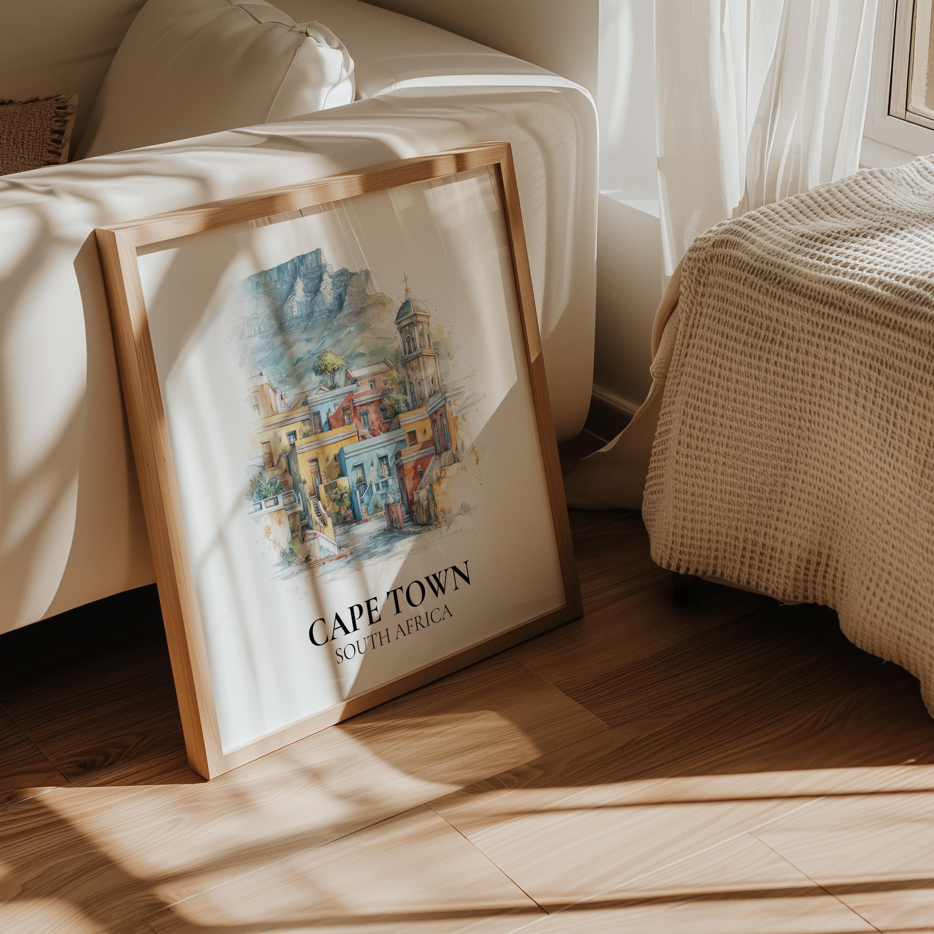 Cape Town Poster South Africa Watercolor Wall Art Print, Custom Travel, World Locations Keepsake Gift