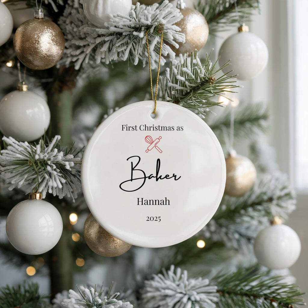 Personalized Baker Ornament, Custom Graduation Chef Christmas Gift, Holiday Decoration Bauble
