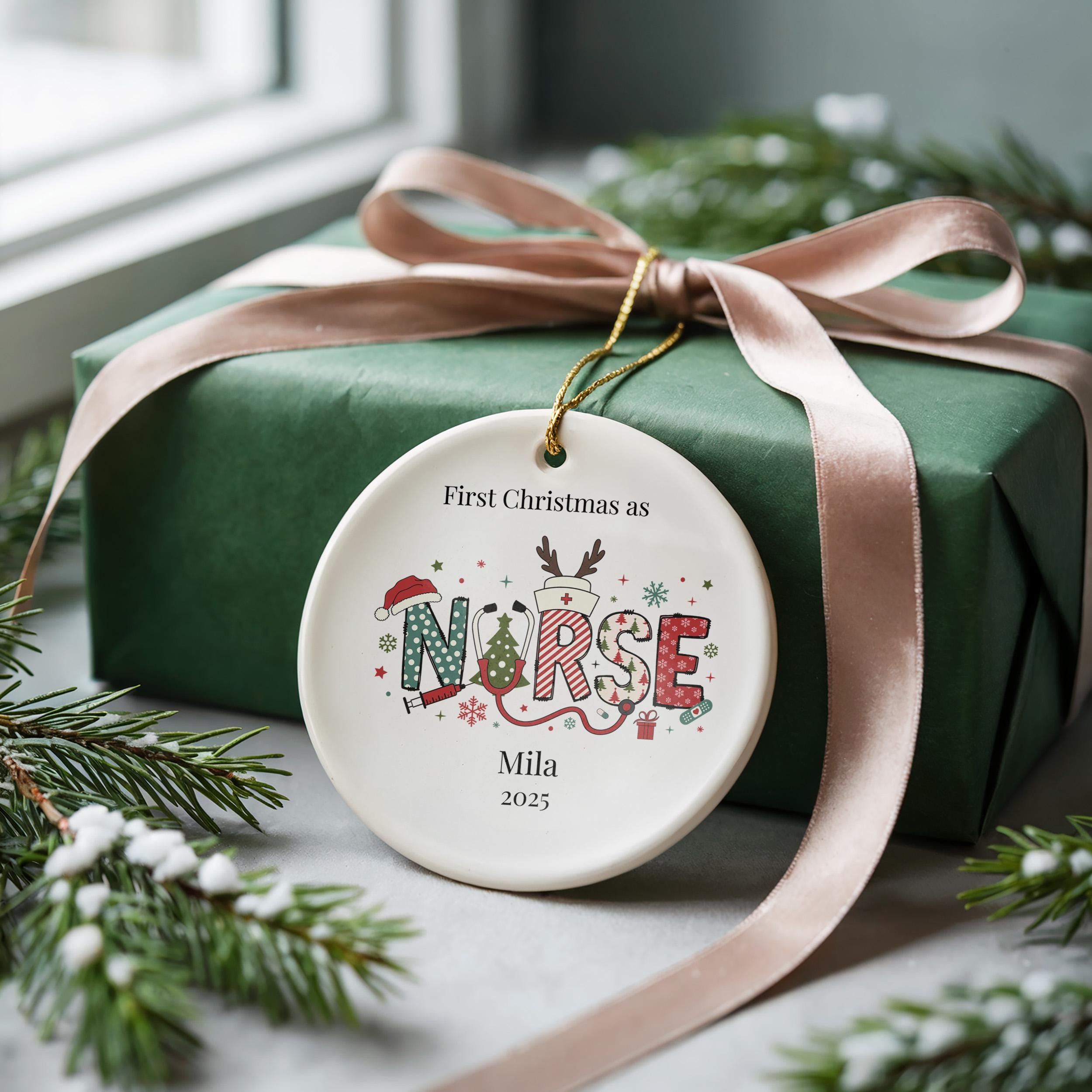 Custom Nurse Ornament, Personalized RN BNA Graduation Christmas Gift, Holiday Decoration Bauble