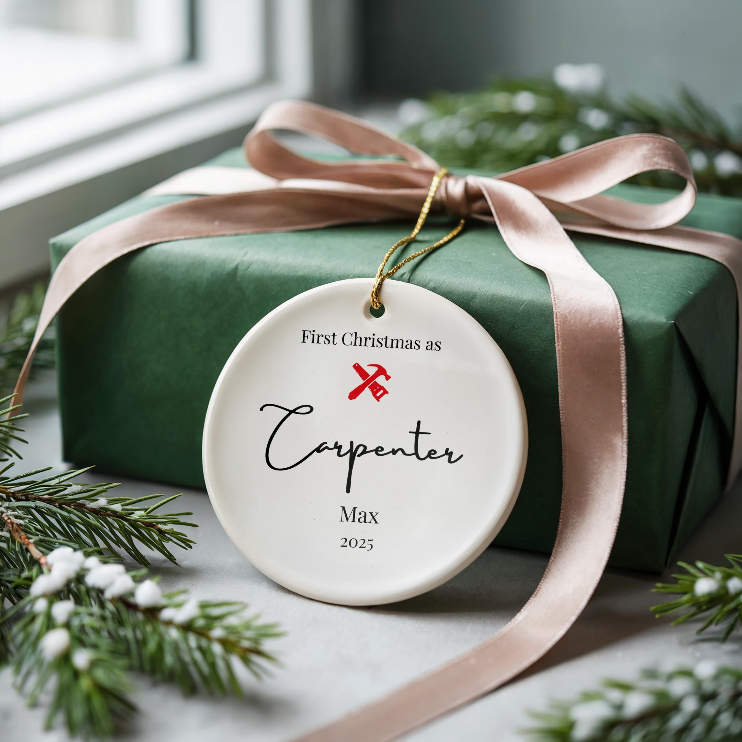 Personalized Carpenter Ornament, Custom Graduation Christmas Gift, Holiday Decoration Bauble