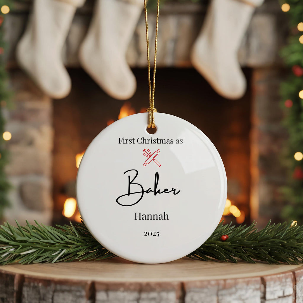 Personalized Baker Ornament, Custom Graduation Chef Christmas Gift, Holiday Decoration Bauble