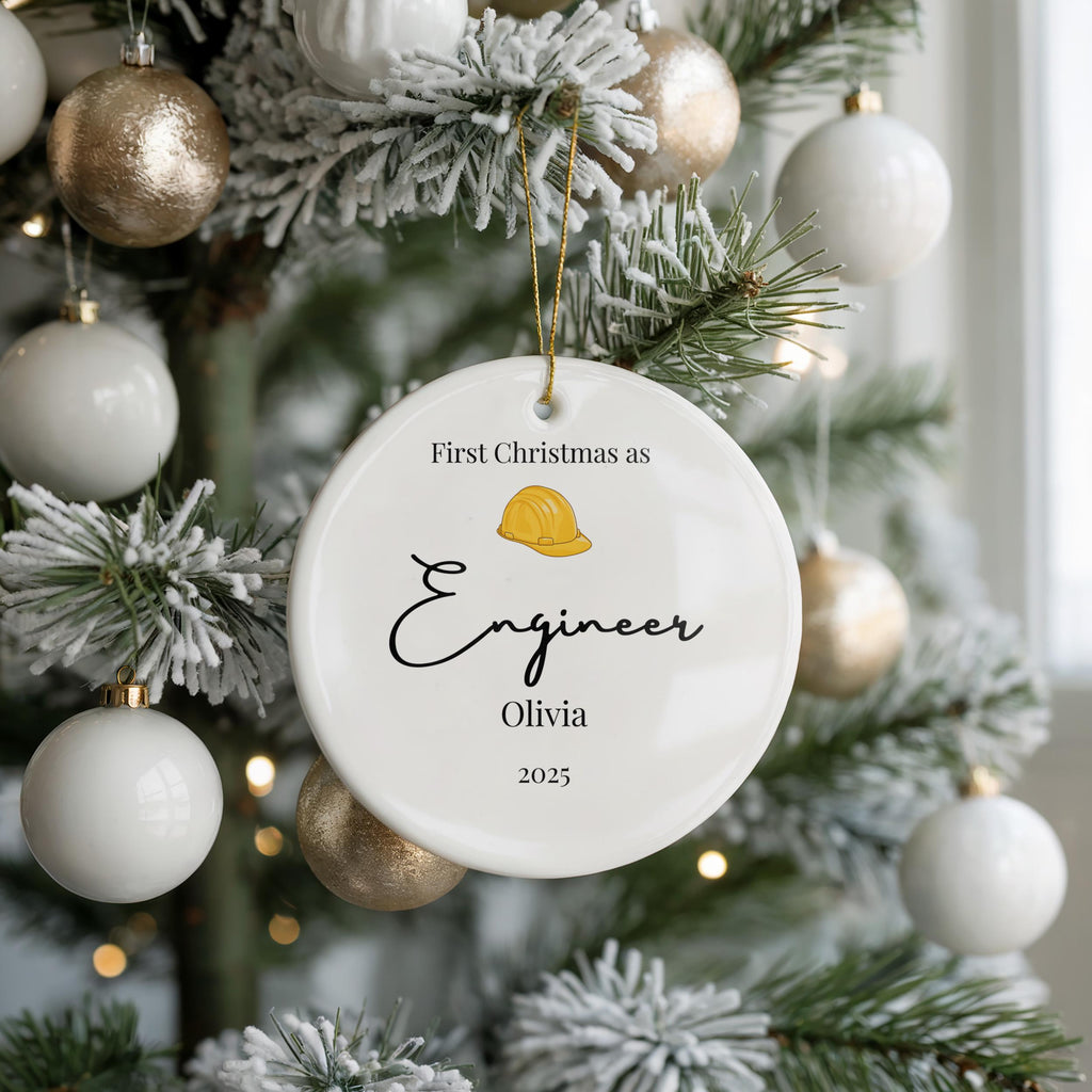 Personalized Engineer Ornament, Custom Graduation Christmas Gift, Holiday Decoration Bauble