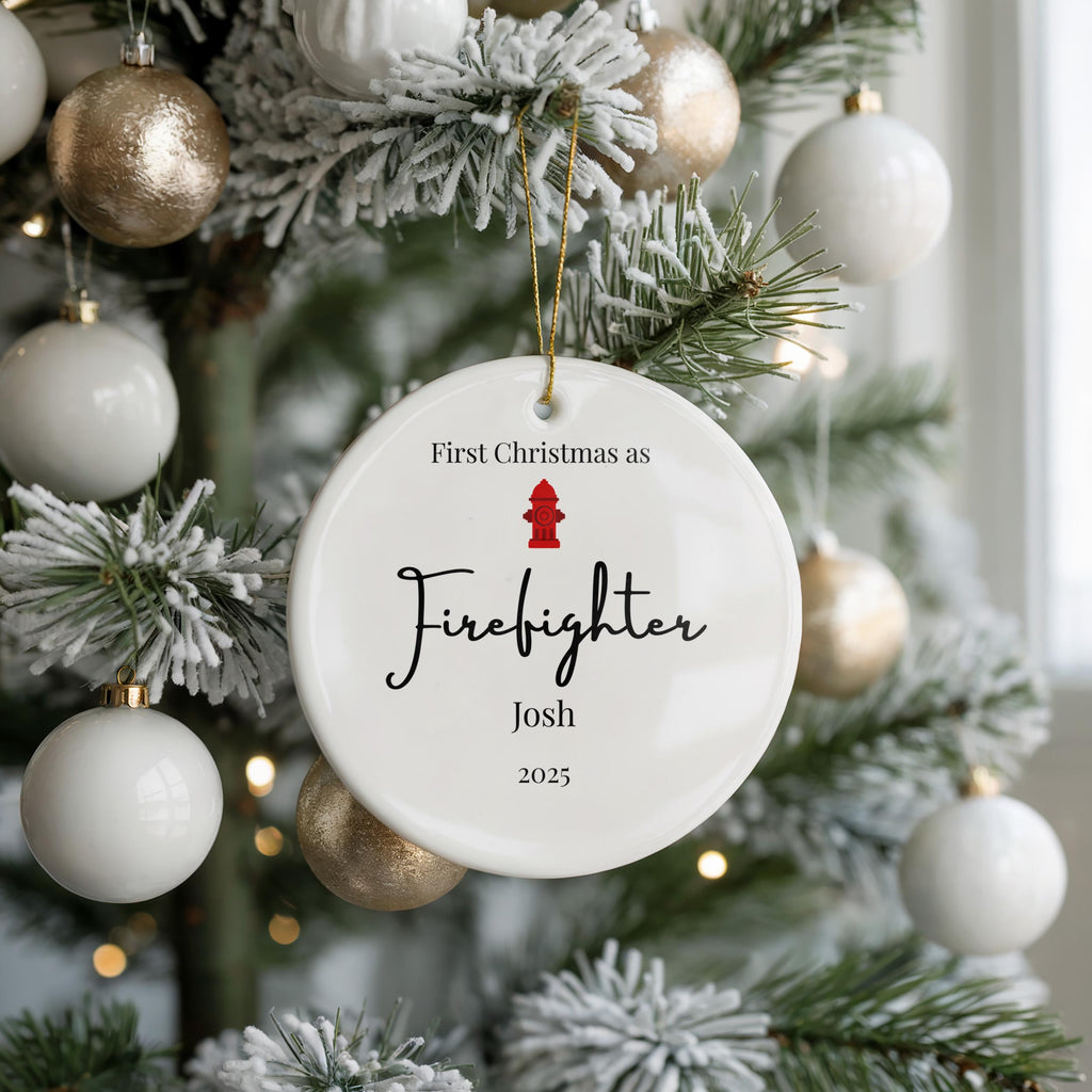 Personalized Firefighter Ornament, Custom Graduation Christmas Gift, Holiday Decoration Bauble