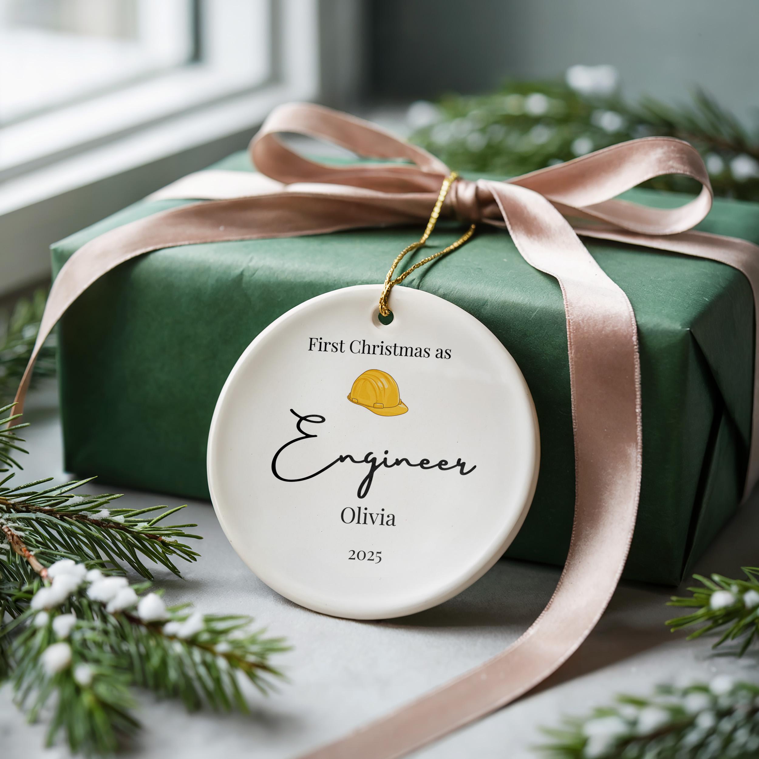 Personalized Engineer Ornament, Custom Graduation Christmas Gift, Holiday Decoration Bauble