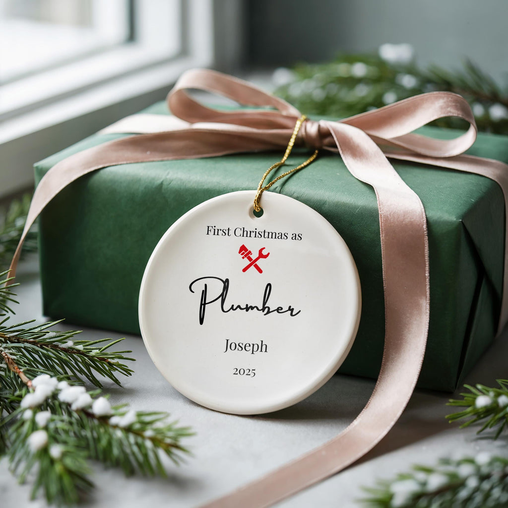 Personalized Plumber Ornament, Custom Graduation Christmas Gift, Holiday Decoration Bauble