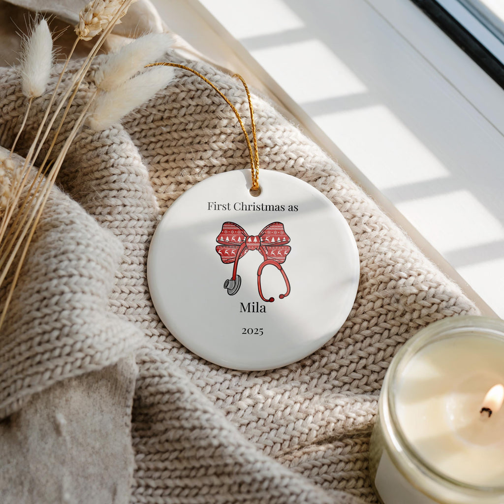 Personalized Nurse Ornament, Custom BNA, RN Graduation Christmas Gift, Holiday Decoration Bauble