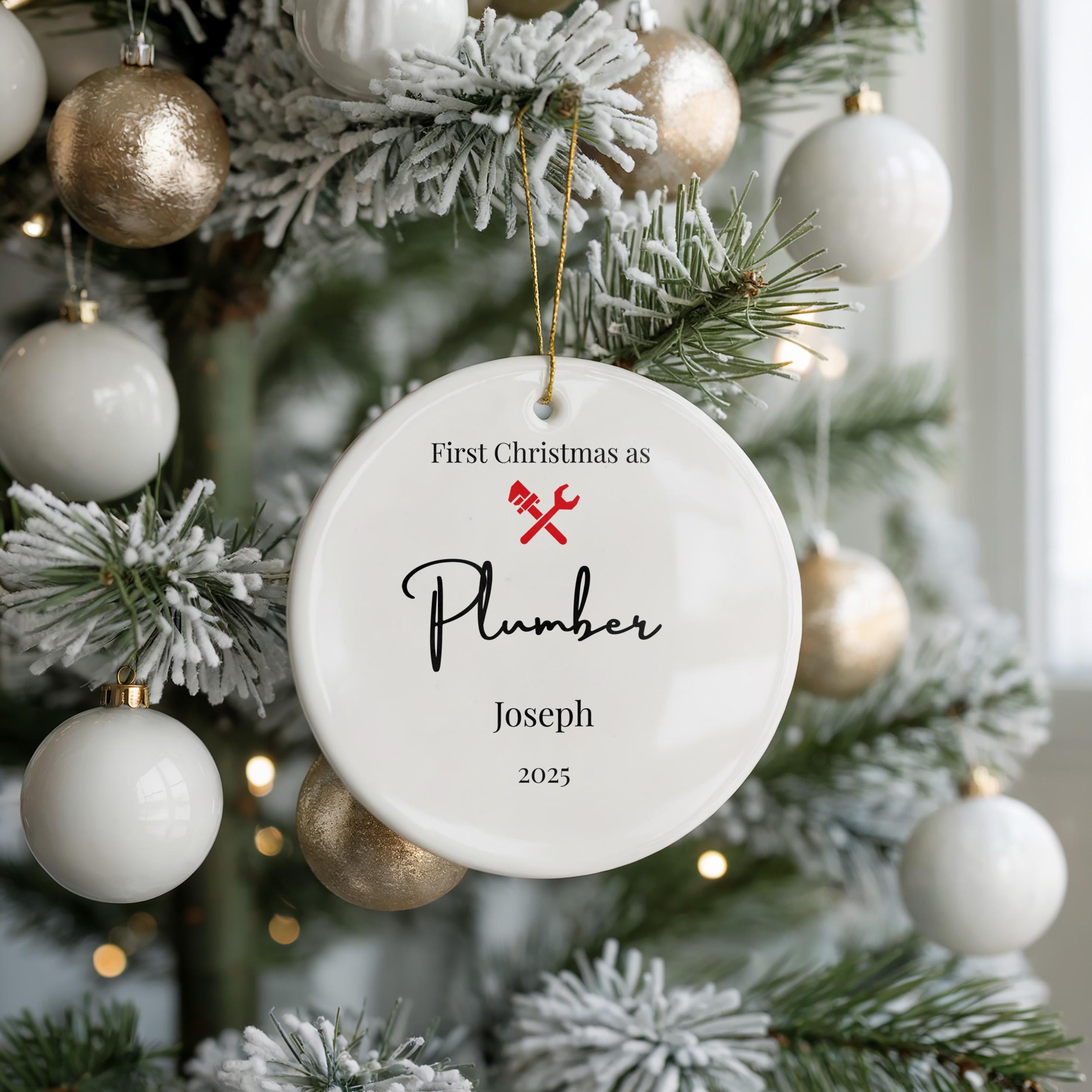 Personalized Plumber Ornament, Custom Graduation Christmas Gift, Holiday Decoration Bauble