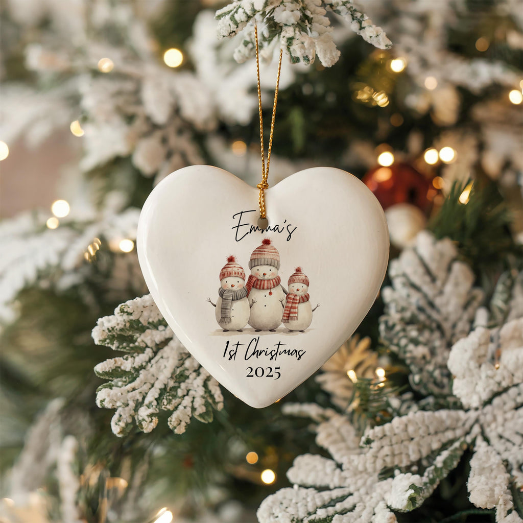 Baby’s First Christmas Personalized Ornament, Custom Name Xmas Tree, Snowman Bauble Keepsake