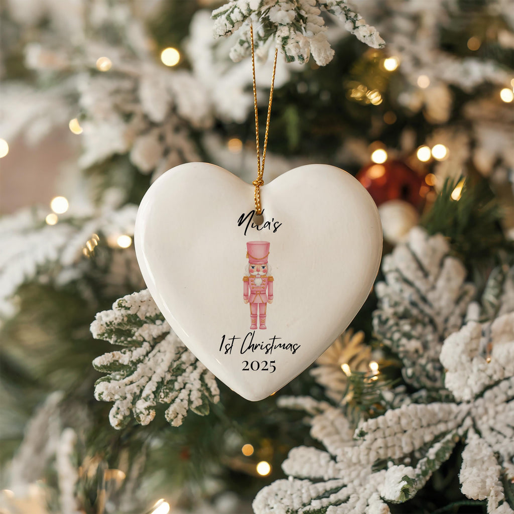 Baby's First Nutcracker Christmas Decoration, Personalized Name Ornament 1st Xmas, Custom Bauble Keepsake