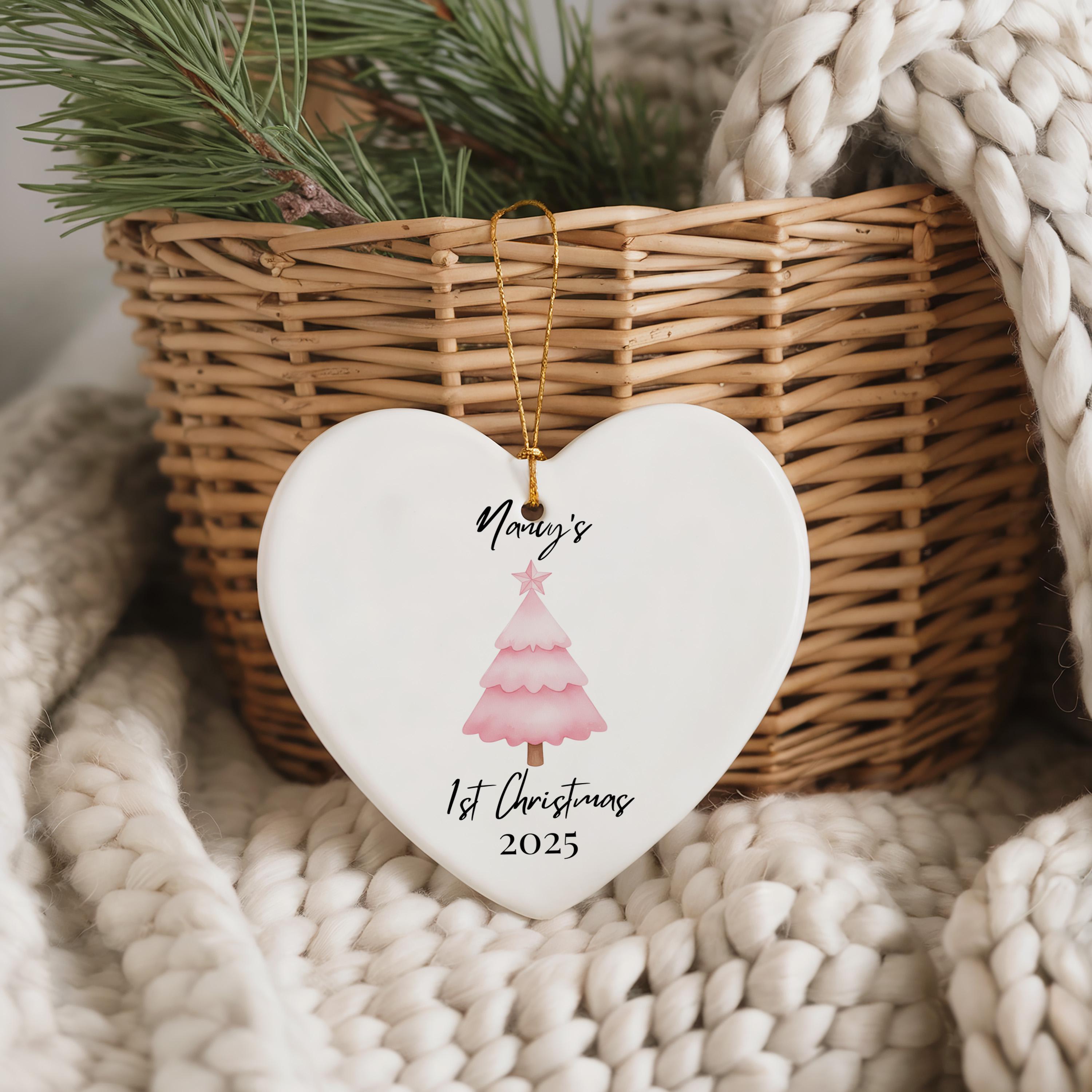 Baby Girl First Personalized Christmas Decoration, Custom Name Ornament 1st Xmas Bauble Keepsake