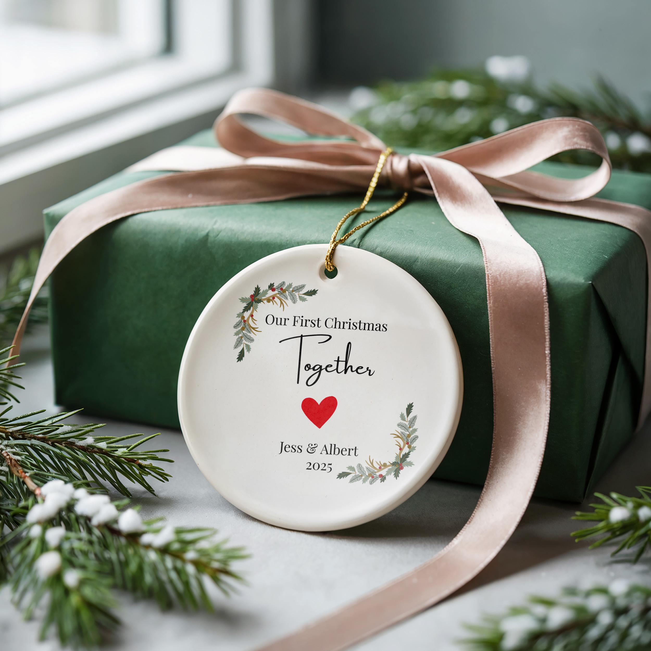 Our First Christmas Ornament, Personalized Couple Gift, Custom Ceramic, Our Acrylic babule