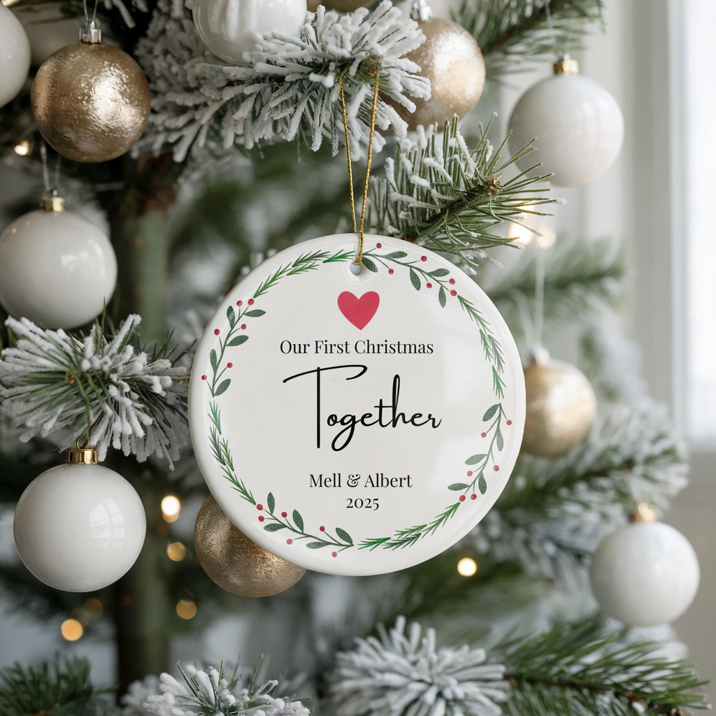 Custom Our First Married Christmas Ornament, Personalized Bauble, New Couple gift Xmas