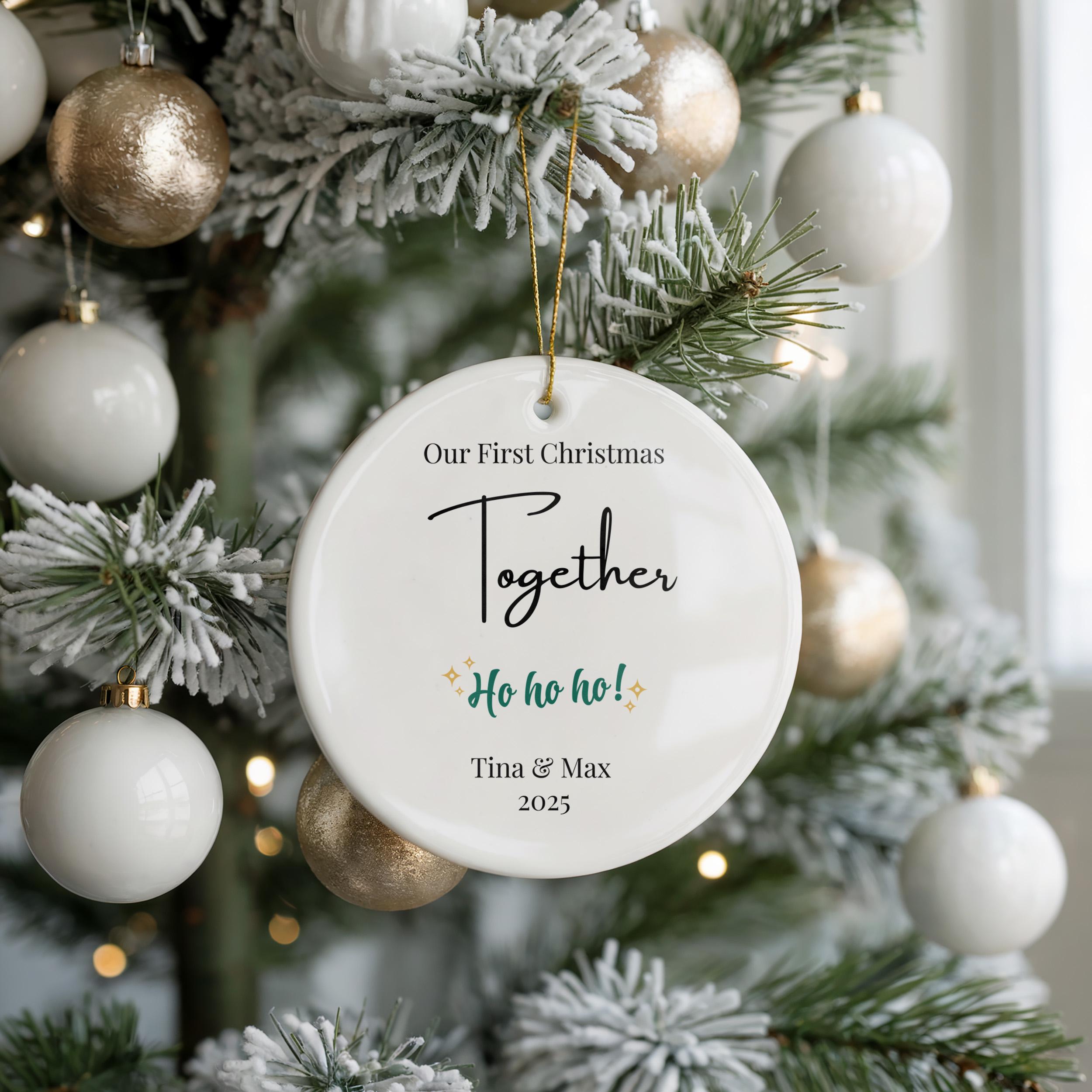 Personalized Our First HoHoHo Christmas Together Ornament, Custom Bauble, Newly Wed Couple gift Xmas