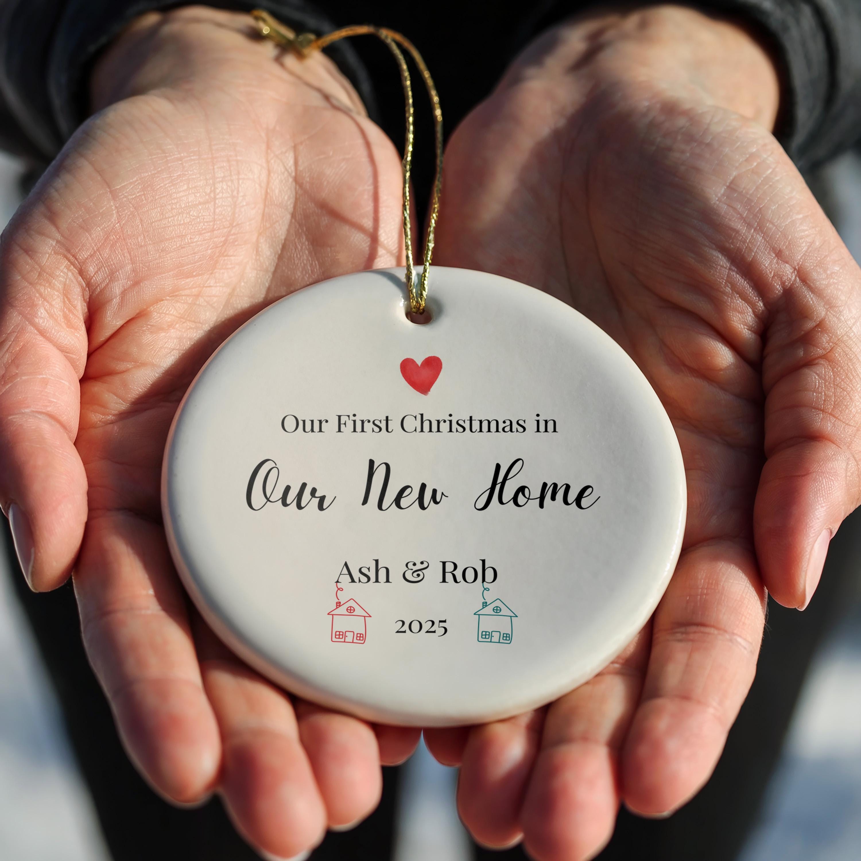 Personalized Our Home Ornament, Custom Christmas newly wed Couple, Bauble Xmas Decor