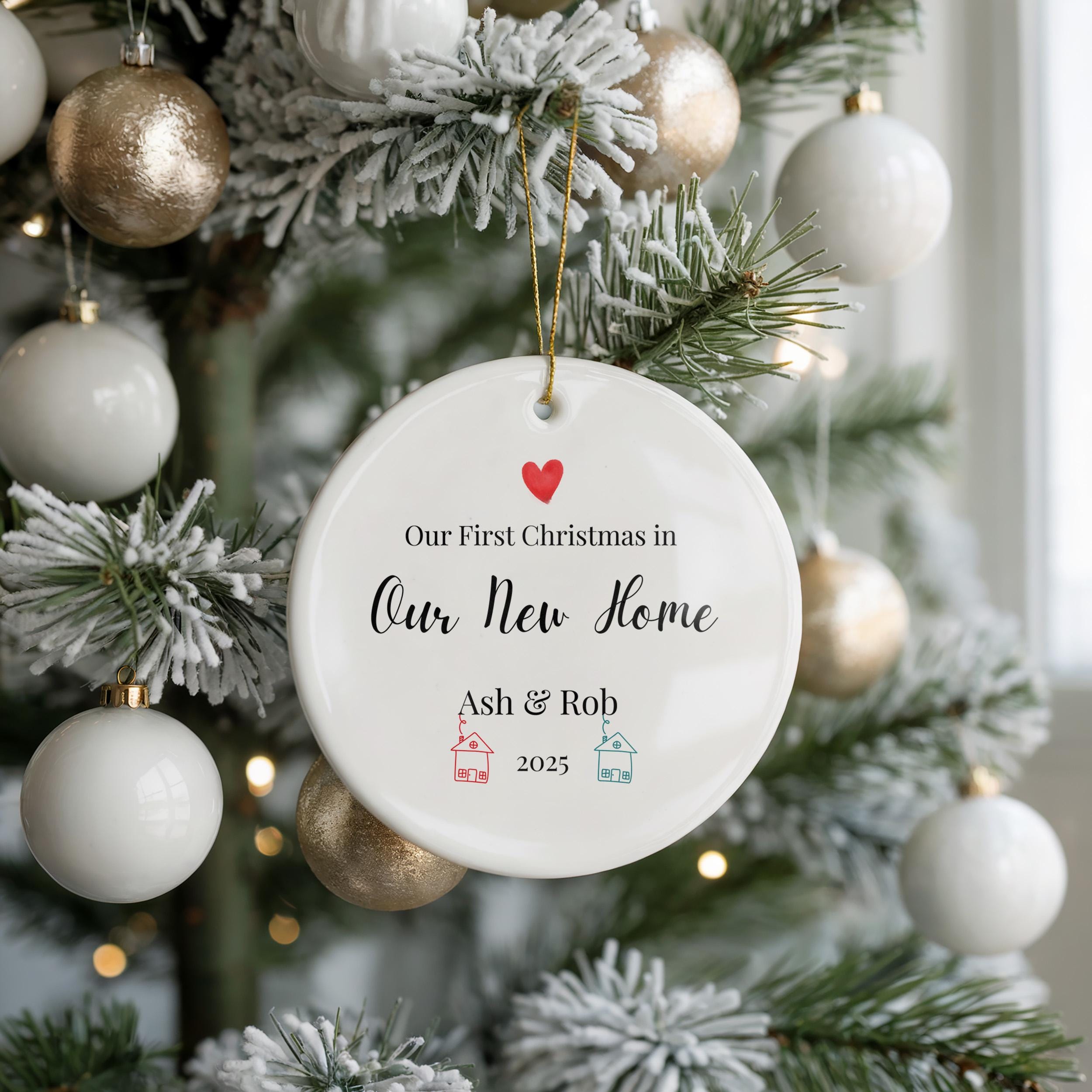 Personalized Our Home Ornament, Custom Christmas newly wed Couple, Bauble Xmas Decor