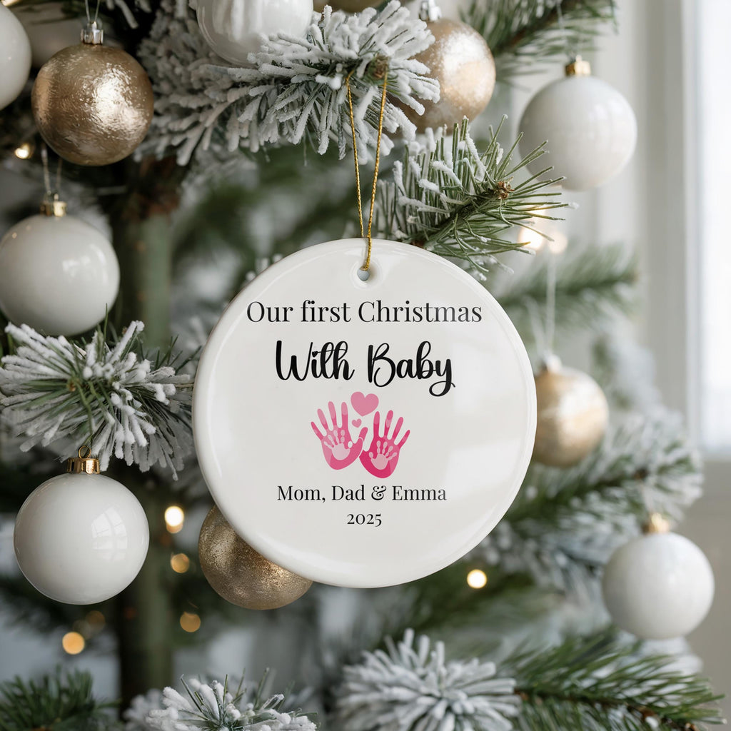 First Christmas Parent Ornament, personalized First baby gift, Custom Family Bauble Xmas Decor