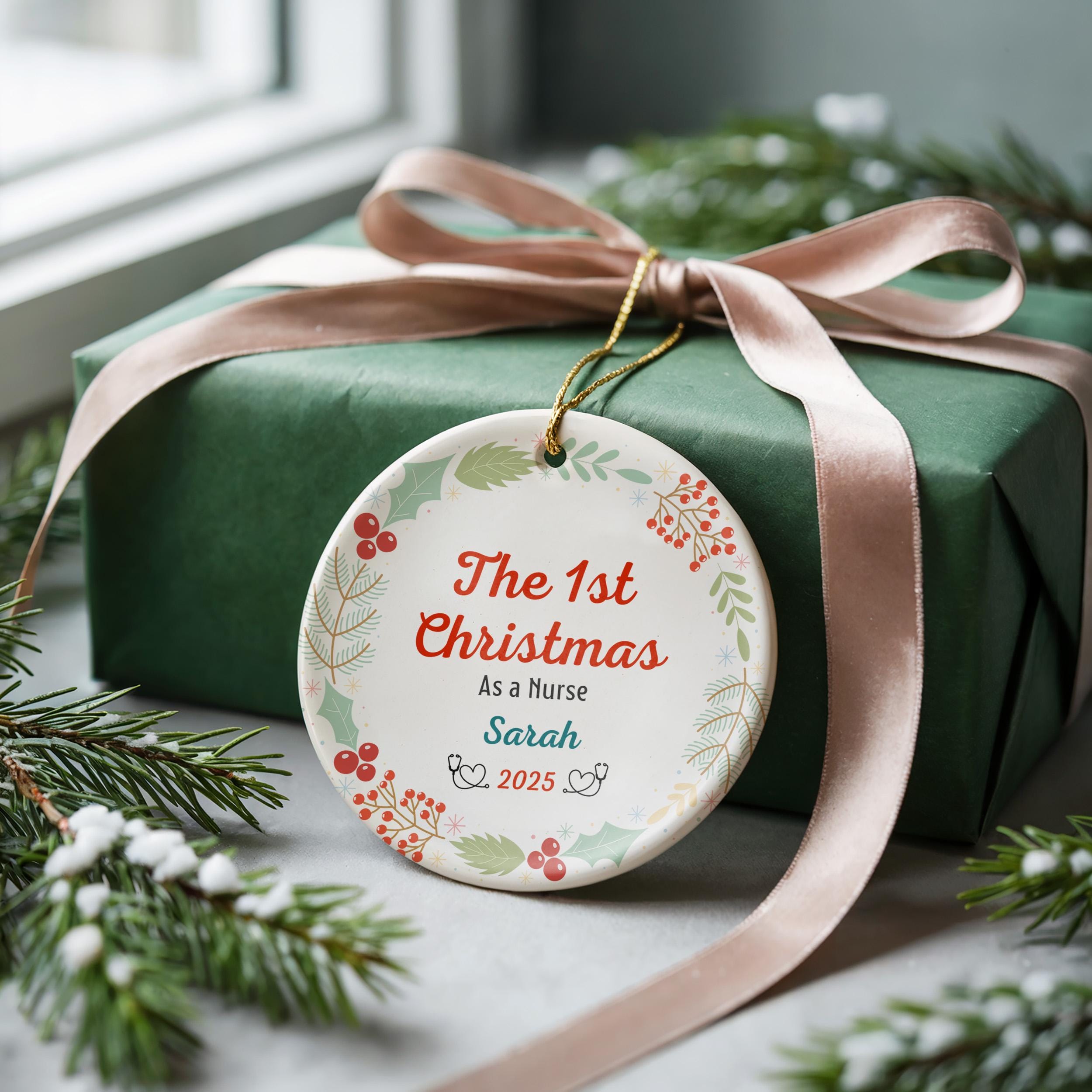 Nurse Ornament, Personalized RN BNA graduation Bauble, Custom Bauble Xmas Tree Decor