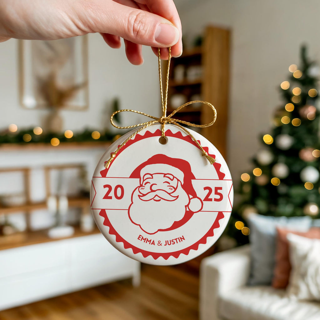 Vintage Couple Ornament, Personalized Christmas gift, Custom Bauble Wedding Keepsake