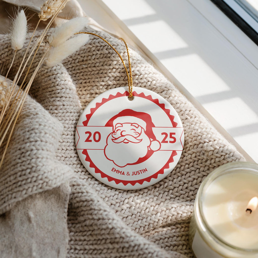Vintage Couple Ornament, Personalized Christmas gift, Custom Bauble Wedding Keepsake