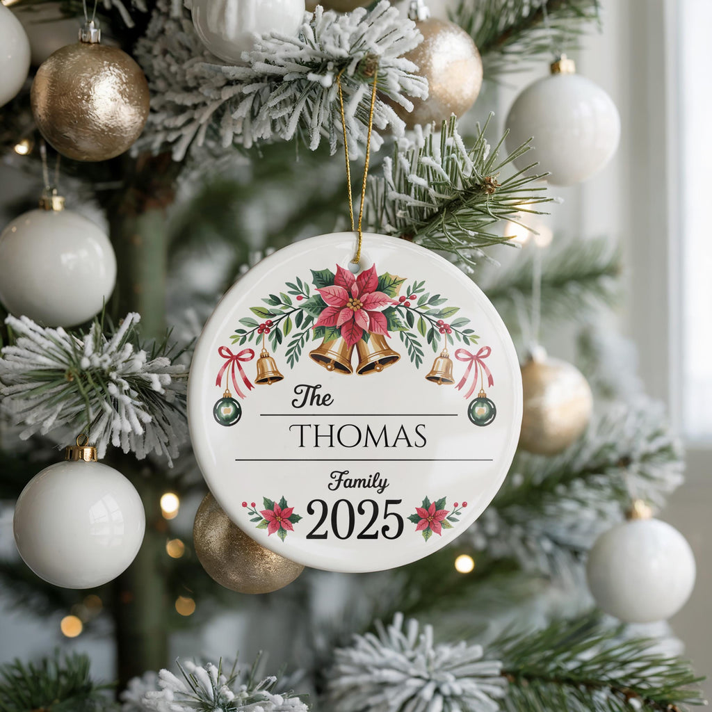 Elegant Family Name Christmas Ornament, Personalized Holiday Keepsake, Custom Gift for Families
