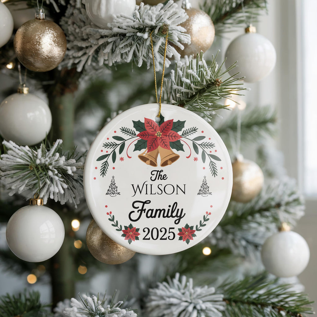 Family Name Christmas Tree Ornament, Custom Design, Personalized Holiday Keepsake Gift
