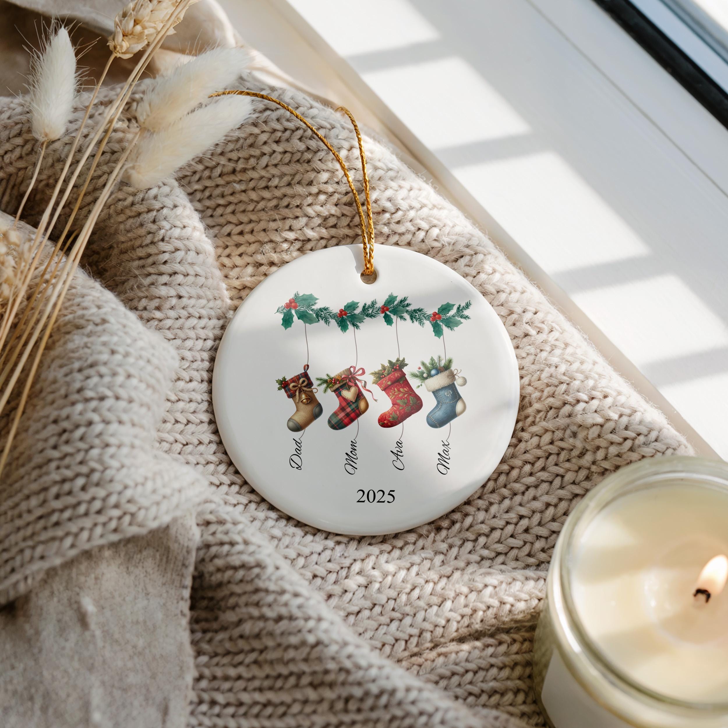 Family Name Stocking Ornament, Personalized Holiday Decoration, Custom Christmas Keepsake for Families