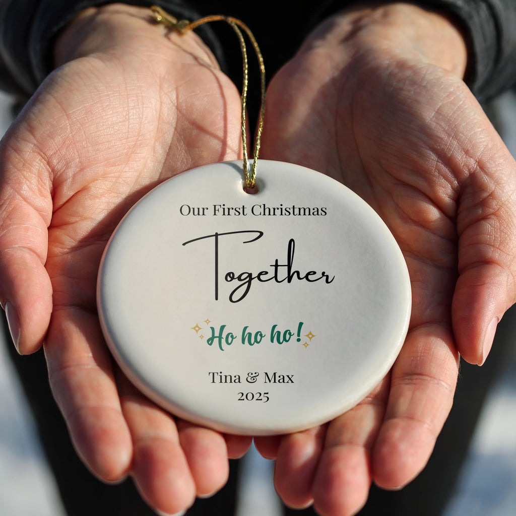 Personalized Our First HoHoHo Christmas Together Ornament, Custom Bauble, Newly Wed Couple gift Xmas