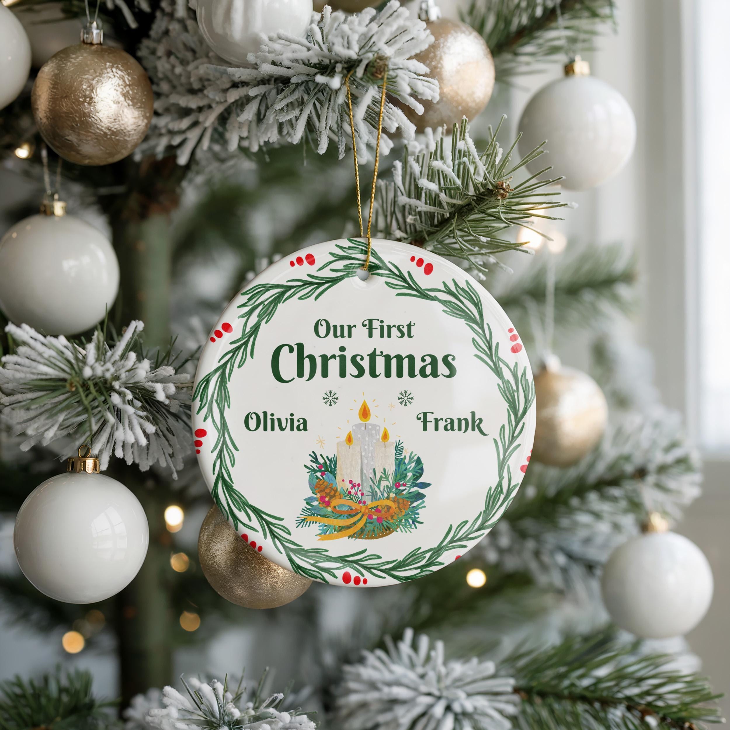 Personalized Couple Ornament, Our First Christmas Together, Custom Holiday Gift for Newlyweds