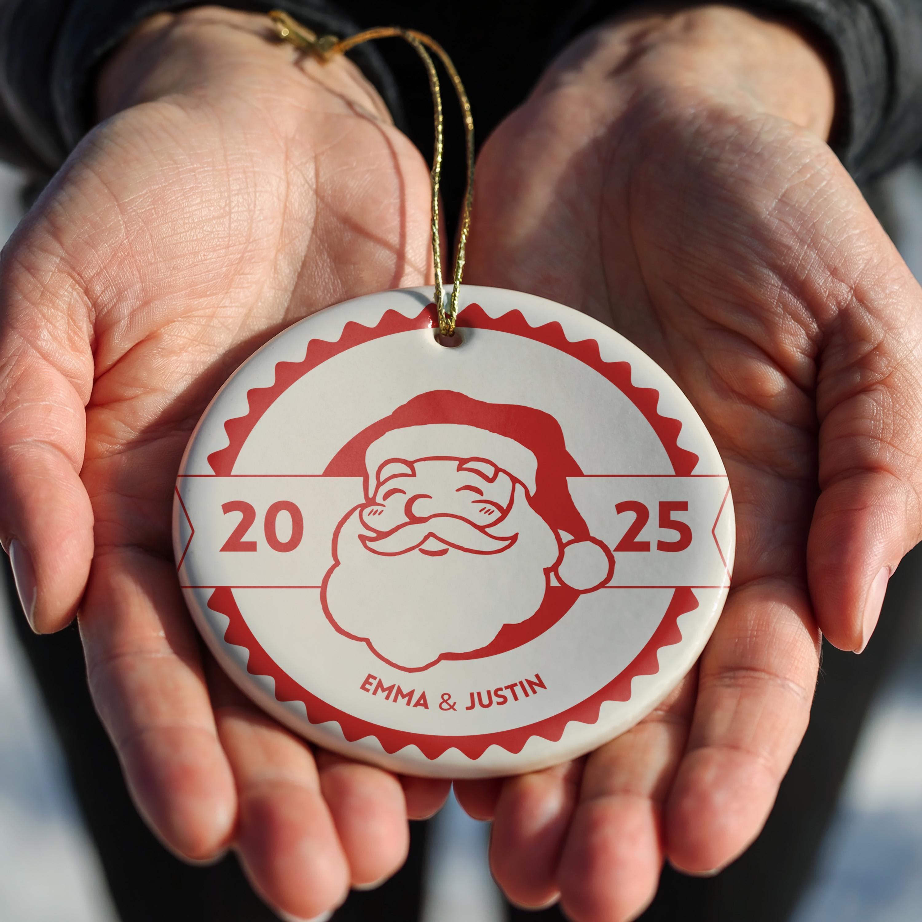 Vintage Couple Ornament, Personalized Christmas gift, Custom Bauble Wedding Keepsake