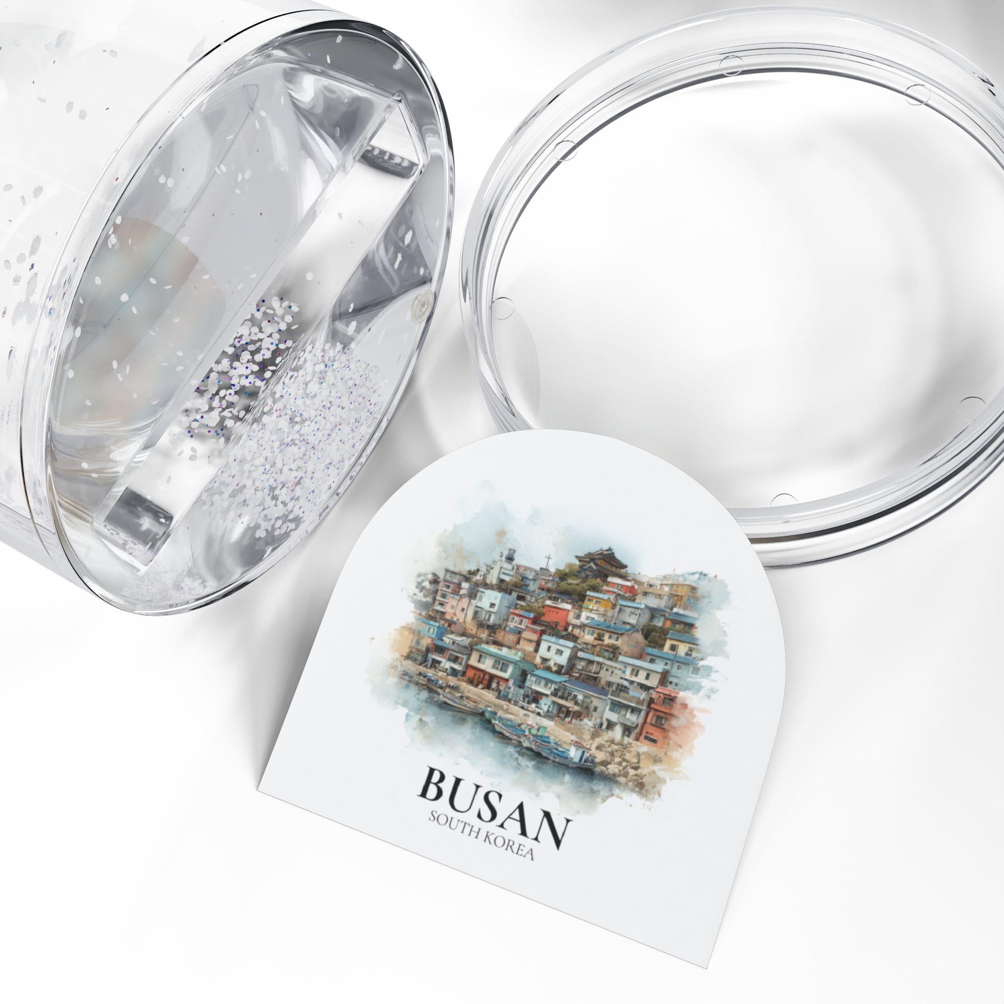 Busan South Korea Snow Globe, Personalized Watercolor, Custom Travel Souvenir Keepsake City Dome