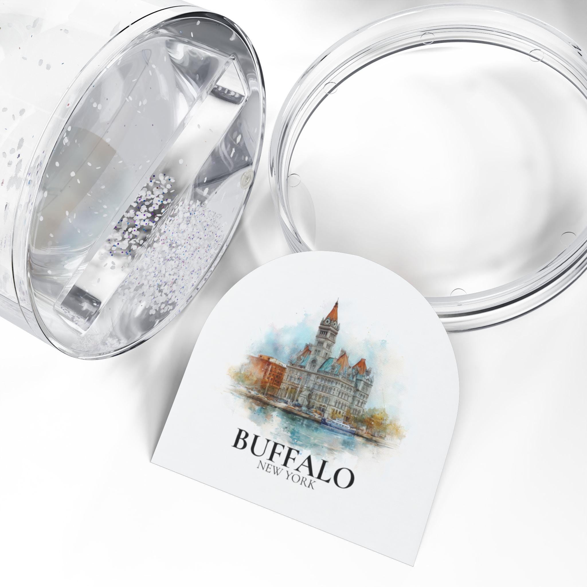 Buffalo New York Snow Globe, Personalized Watercolor, Custom Travel Souvenir Keepsake City Dome