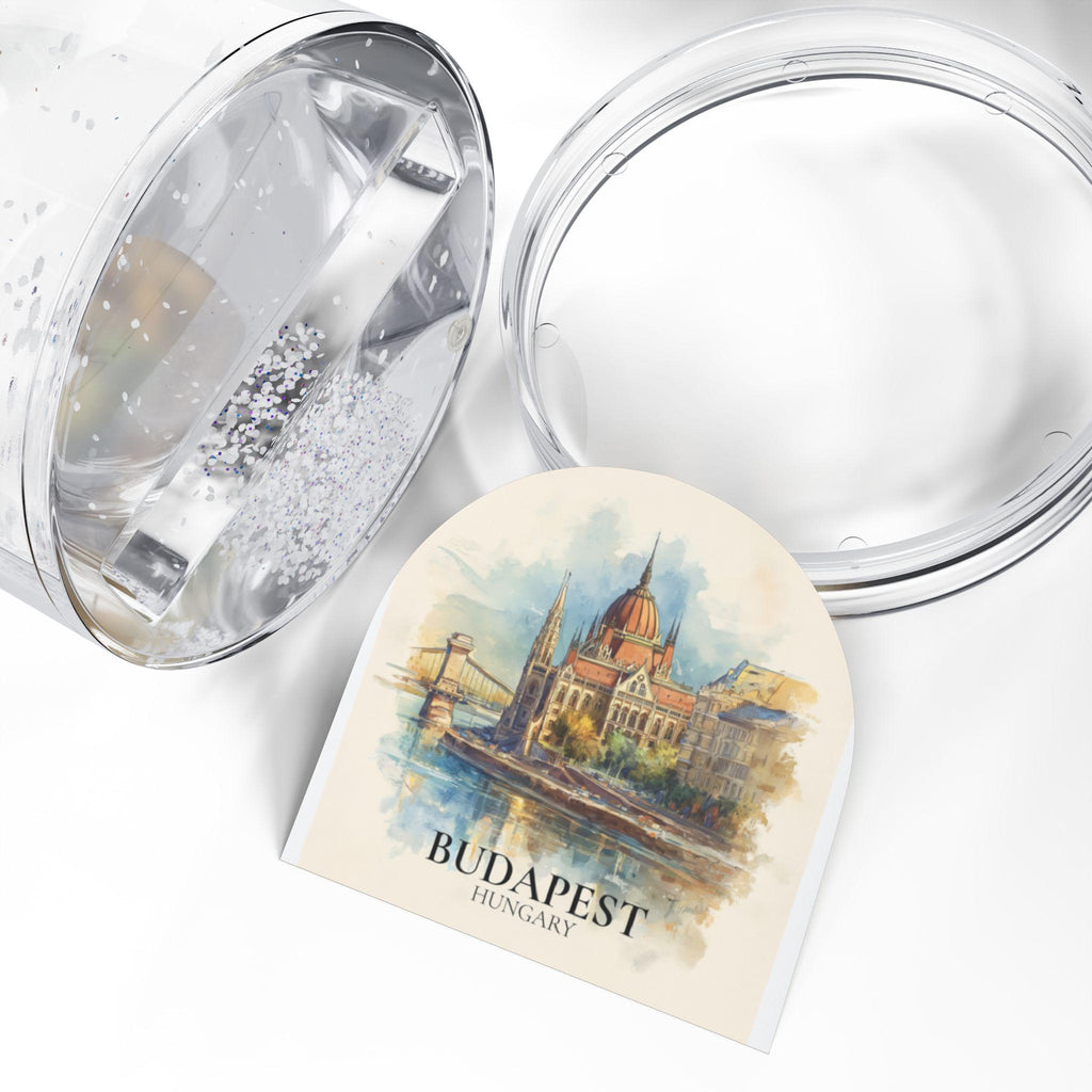 Budapest Hungary Snow Globe, Personalized Watercolor, Custom Travel Souvenir Keepsake City Dome