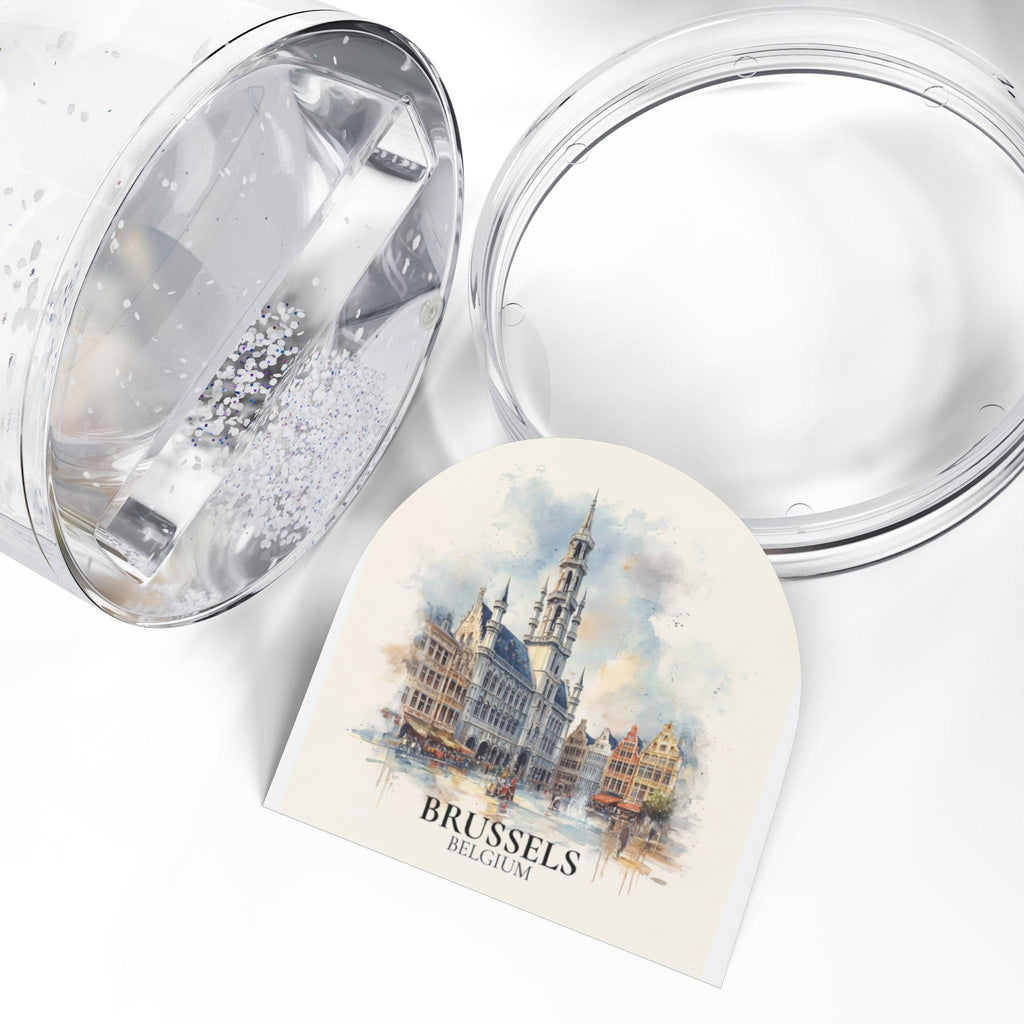 Brussels Belgium Snow Globe, Personalized Watercolor, Custom Travel Souvenir Keepsake City Dome