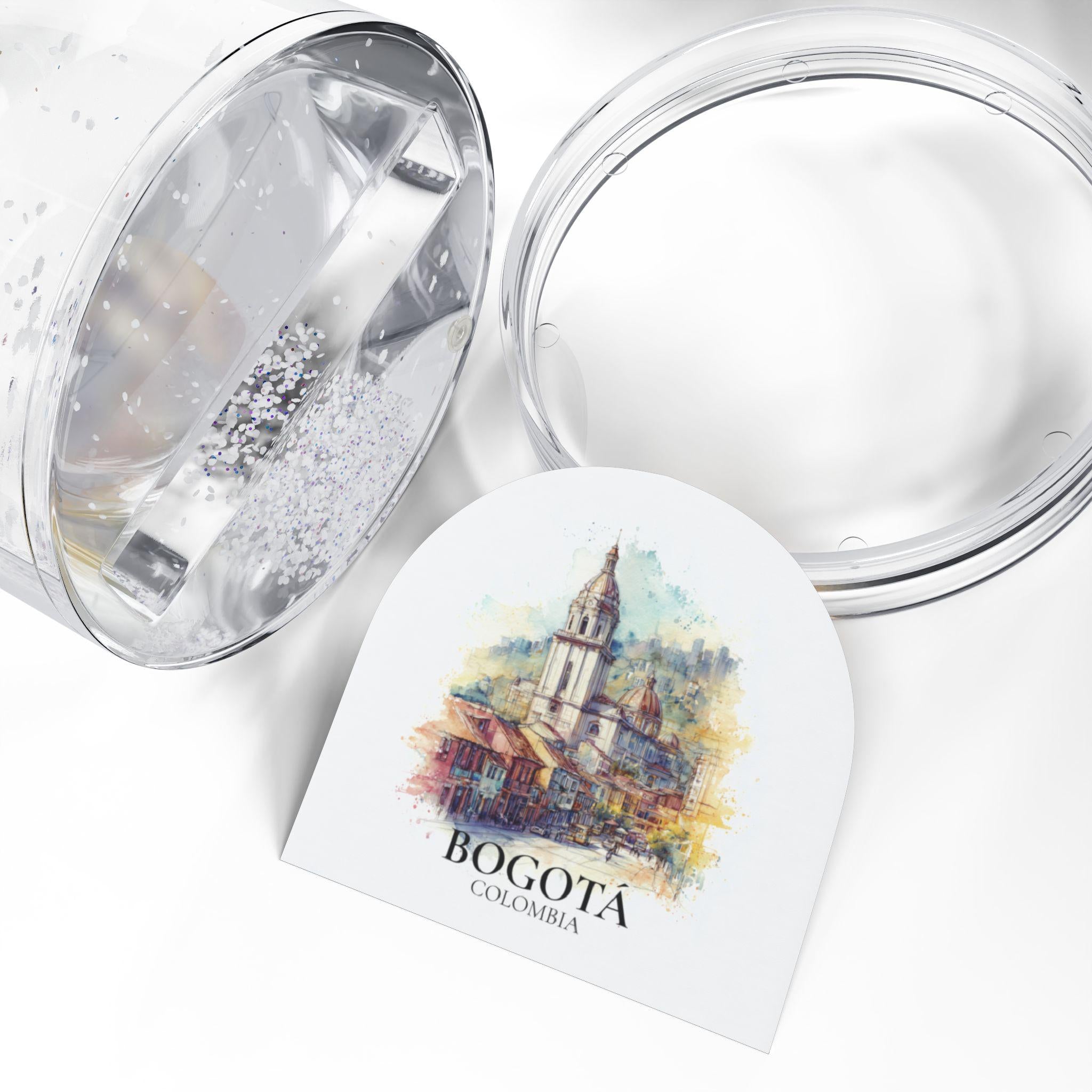 Bogota Colombia Snow Globe, Personalized Watercolor, Custom Travel Souvenir Keepsake City Dome