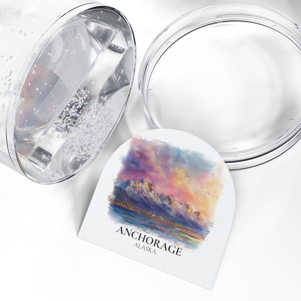 Anchorage Alaska Snow Globe, Personalized Watercolor, Custom Travel Souvenir Keepsake City Dome