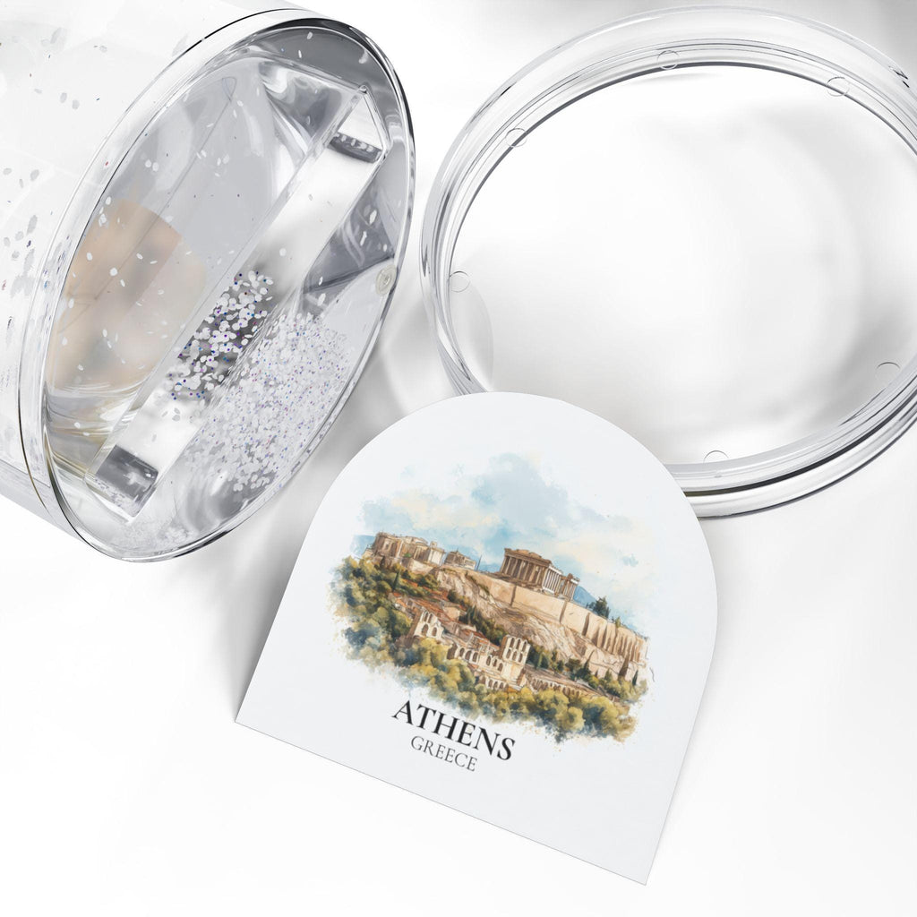Athens Greece Snow Globe, Personalized Watercolor, Custom Travel Souvenir Keepsake City Dome
