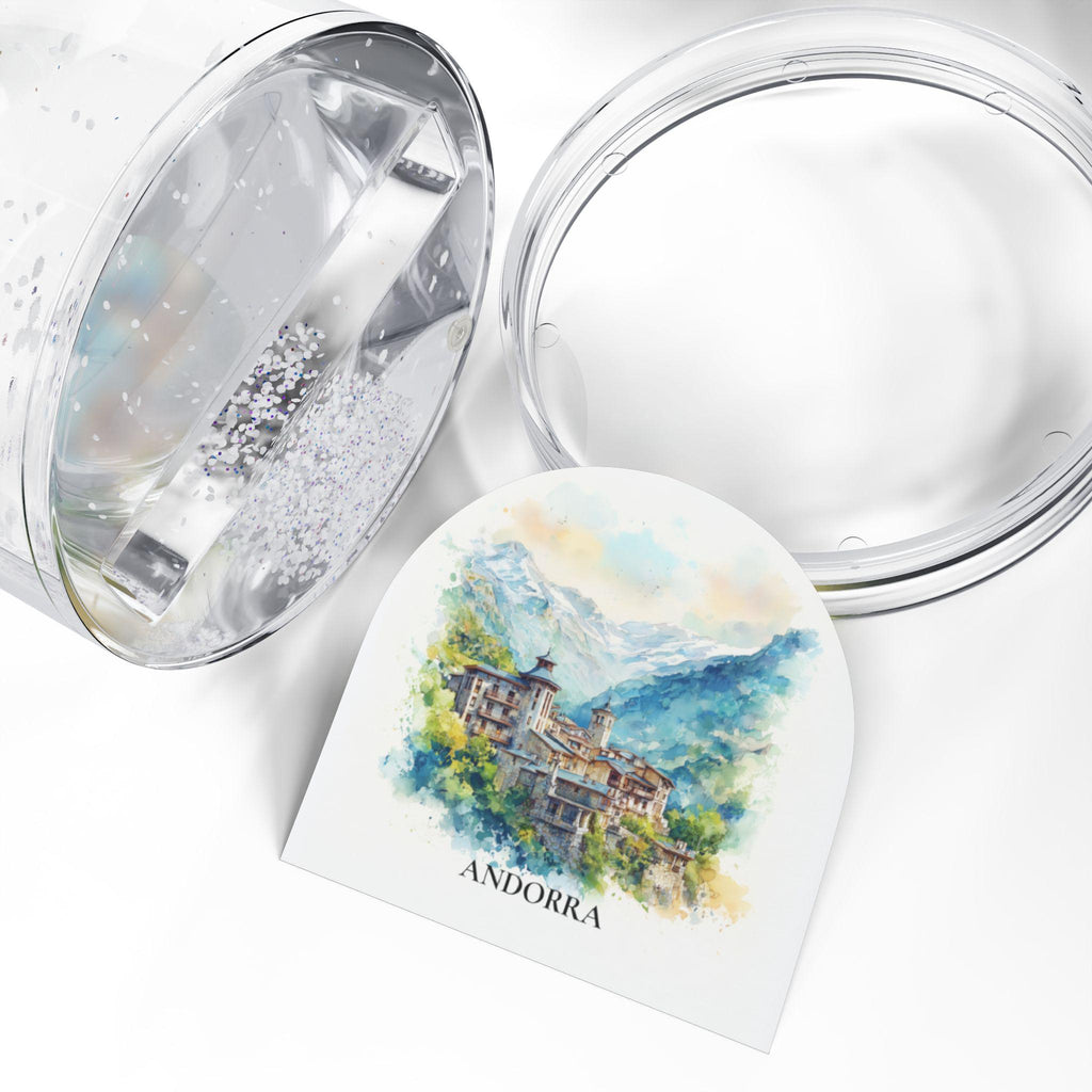Andorra la Vella Andorra Snow Globe, Personalized Watercolor, Custom Travel Souvenir Keepsake City Dome