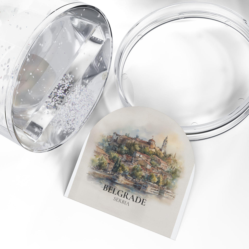 Belgrade Serbia Snow Globe, Personalized Watercolor, Custom Travel Souvenir Keepsake City Dome