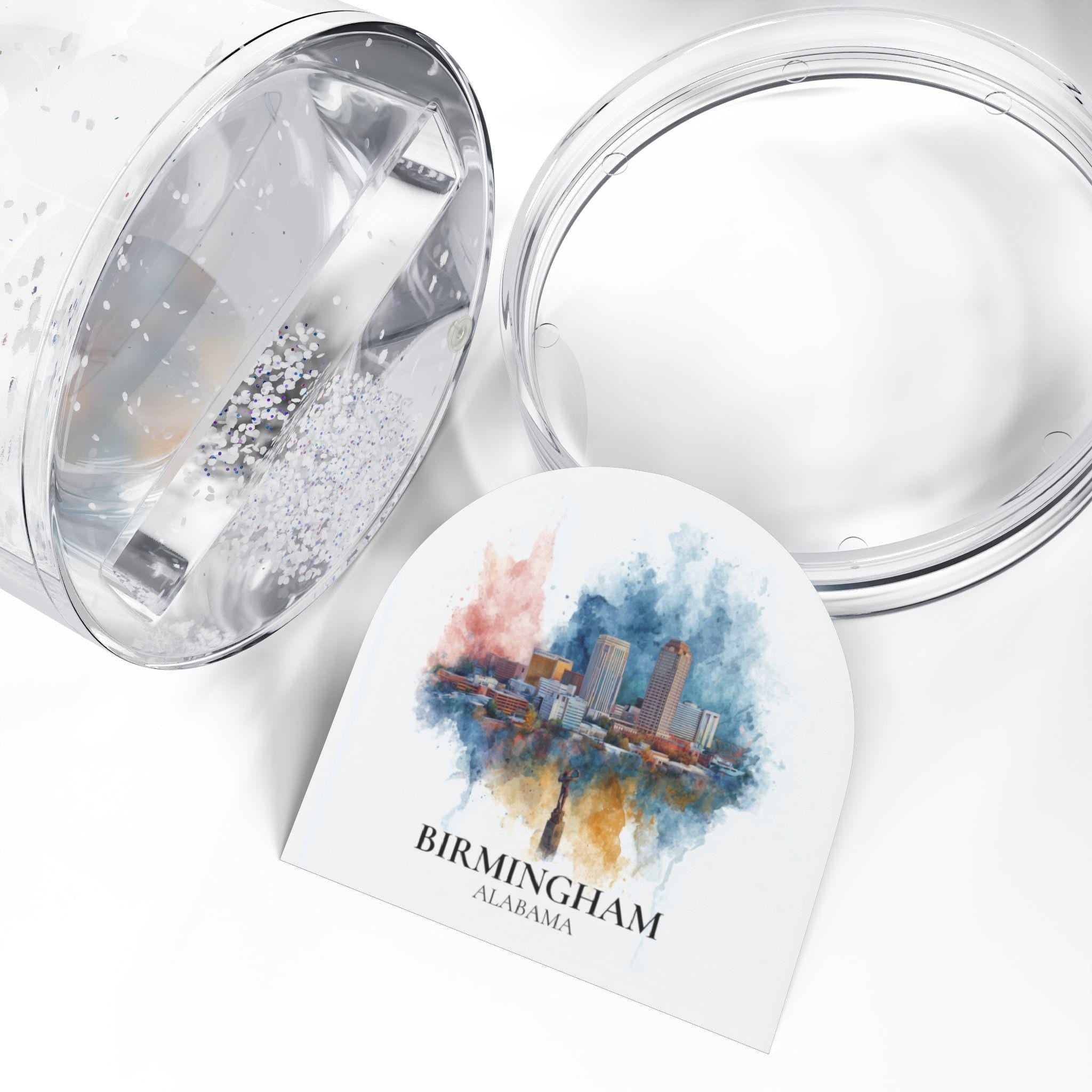 Birmingham Alabama Snow Globe, Personalized Watercolor, Custom Travel Souvenir Keepsake City Dome