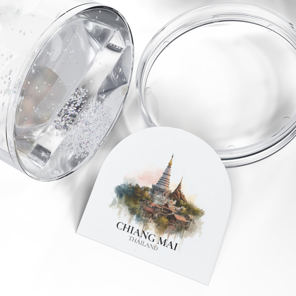 Chiang Mai Thailand Snow Globe, Personalized Watercolor, Custom Travel Souvenir Keepsake City Dome